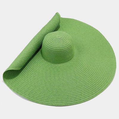 Silk Screen Printing Foldable Women Strawhat for Casual Summer Seaside Sun Beach