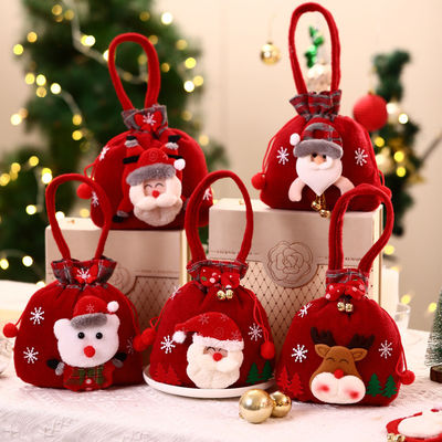 3D Snowman Doll Bag with Santa Elk Handle OEM/ODM Acceptable Christmas Candy Bag