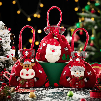 3D Snowman Doll Bag with Santa Elk Handle OEM/ODM Acceptable Christmas Candy Bag