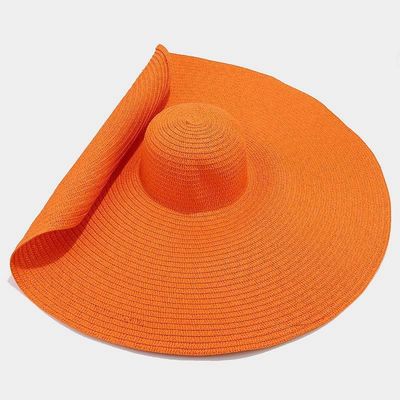 Silk Screen Printing Foldable Women Strawhat for Casual Summer Seaside Sun Beach