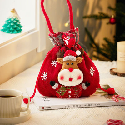 3D Snowman Doll Bag with Santa Elk Handle OEM/ODM Acceptable Christmas Candy Bag