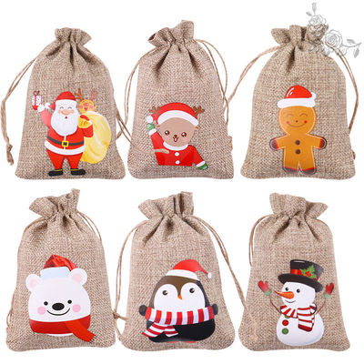 Acceptable OEM/ODM Christmas Drawstring Jute Bag for Daily School Life Requirements