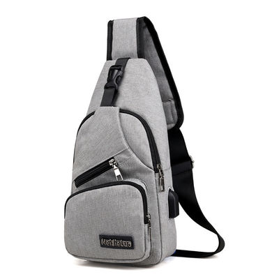Zipper Closure Canvas USB Charging Anti-Theft Chest Bag for Men on Short Trips