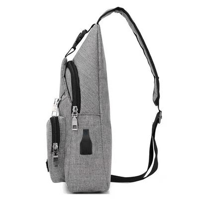 Zipper Closure Canvas USB Charging Anti-Theft Chest Bag for Men on Short Trips