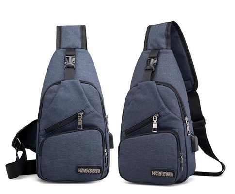 Zipper Closure Canvas USB Charging Anti-Theft Chest Bag for Men on Short Trips
