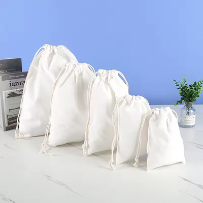 Organic Cotton Muslin Double Shopping Canvas Drawstring Pouch Dust Bag for handbag shoe Custom Logo