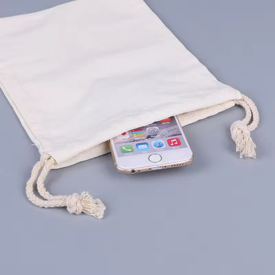 Organic Cotton Muslin Double Shopping Canvas Drawstring Pouch Dust Bag for handbag shoe Custom Logo