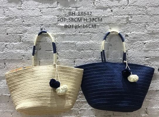 Two Straps Woven Straw Beach Bucket Bag for Large Capacity Vacation Leisure