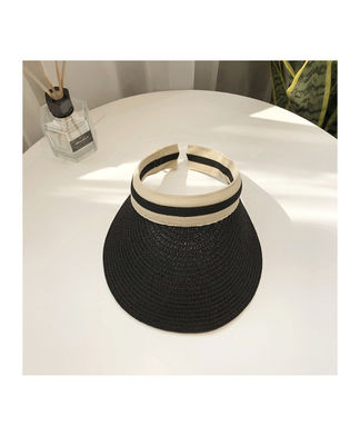 Sun Beach Leisure Visor Hat in Korean Straw Woven Design for Summer Outdoor Activities