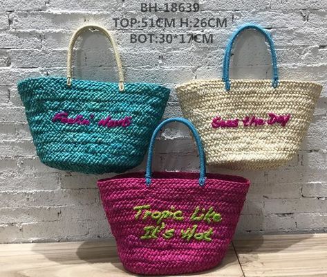 Two Straps Woven Straw Beach Bucket Bag for Large Capacity Vacation Leisure