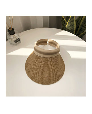 Sun Beach Leisure Visor Hat in Korean Straw Woven Design for Summer Outdoor Activities