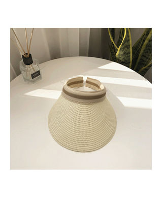 Sun Beach Leisure Visor Hat in Korean Straw Woven Design for Summer Outdoor Activities