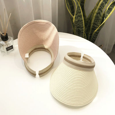 Sun Beach Leisure Visor Hat in Korean Straw Woven Design for Summer Outdoor Activities