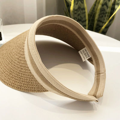 Sun Beach Leisure Visor Hat in Korean Straw Woven Design for Summer Outdoor Activities