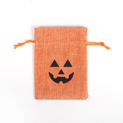 Shopping Pumpkin Gift Bag 9*12cm Orange Festival Halloween Drawstring Burlap Material