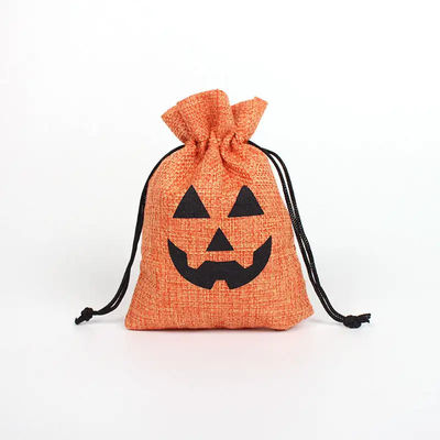 Shopping Pumpkin Gift Bag 9*12cm Orange Festival Halloween Drawstring Burlap Material