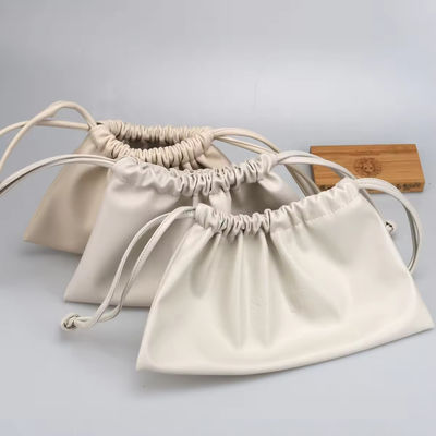 Customized Color Luxury Lady PU Leather Drawstring Cosmetic Pouch with Customized Logo