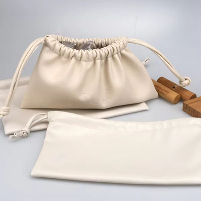 Customized Color Luxury Lady PU Leather Drawstring Cosmetic Pouch with Customized Logo