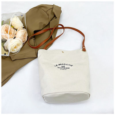 Newest Fashionable Medium Canvas Female Bucket Bag for 2024 Summer Crossbody Printing
