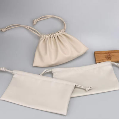 Customized Color Luxury Lady PU Leather Drawstring Cosmetic Pouch with Customized Logo