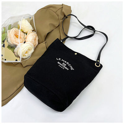 Newest Fashionable Medium Canvas Female Bucket Bag for 2024 Summer Crossbody Printing