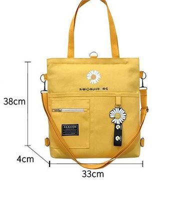 Canvas Ostrich Pattern Wearable Shoulder Yellow Customized Printed Logo Tote Bag