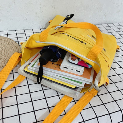 Canvas Ostrich Pattern Wearable Shoulder Yellow Customized Printed Logo Tote Bag