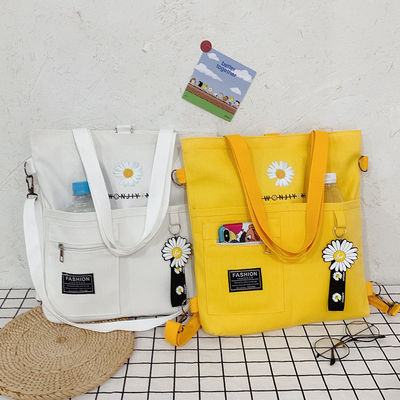 Canvas Ostrich Pattern Wearable Shoulder Yellow Customized Printed Logo Tote Bag