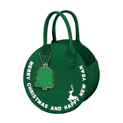 Fashionable Christmas Felt Bag Red Santa Claus Shopping Bag with Round Gift Bag Design