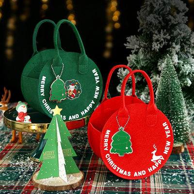 Fashionable Christmas Felt Bag Red Santa Claus Shopping Bag with Round Gift Bag Design