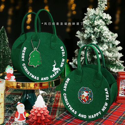 Fashionable Christmas Felt Bag Red Santa Claus Shopping Bag with Round Gift Bag Design