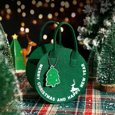 Fashionable Christmas Felt Bag Red Santa Claus Shopping Bag with Round Gift Bag Design