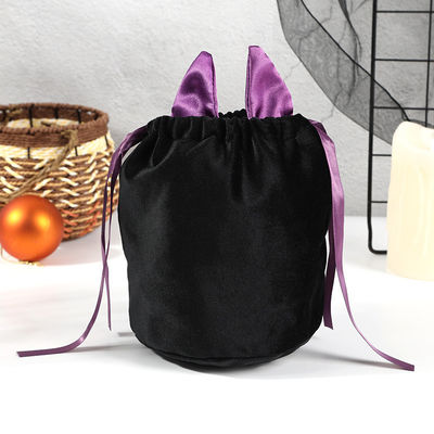 OEM/ODM Acceptable Halloween Bat Bag with String Bag Decoration and Orange Candy Gift