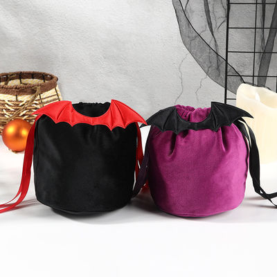 OEM/ODM Acceptable Halloween Bat Bag with String Bag Decoration and Orange Candy Gift