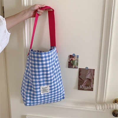 Customized Color Plaid Women's Monogram Shoulder Bag Large Capacity Gingham Tote Bag
