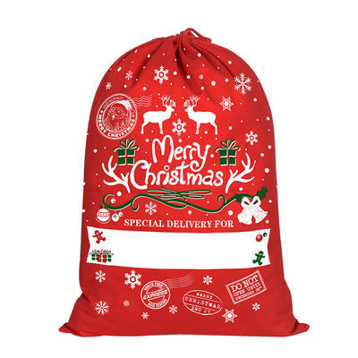 2023 Drawstring 50x70 Soft Kids Red Santa Sack with Rope All Seasons OEM/ODM Accepable