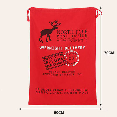 2023 Drawstring 50x70 Soft Kids Red Santa Sack with Rope All Seasons OEM/ODM Accepable