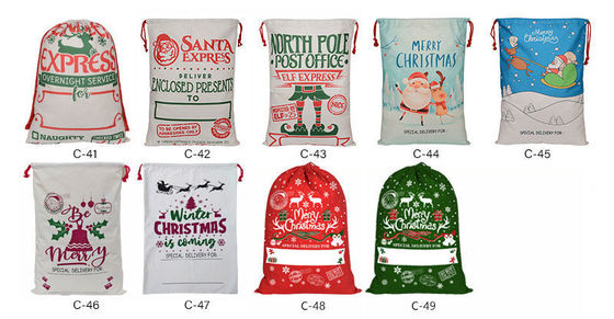 2023 Drawstring 50x70 Soft Kids Red Santa Sack with Rope All Seasons OEM/ODM Accepable