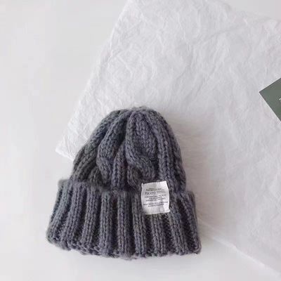 Customized Logo Solid Color Japanese Twist Knitted Hat for Autumn and Winter Students