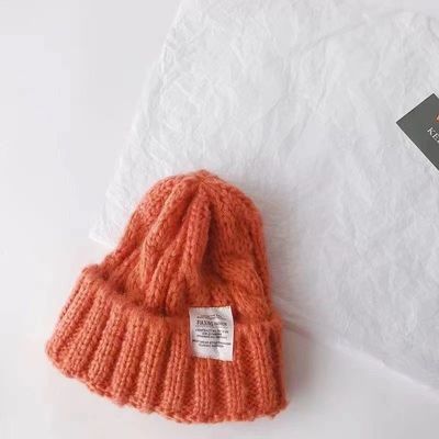 Customized Logo Solid Color Japanese Twist Knitted Hat for Autumn and Winter Students