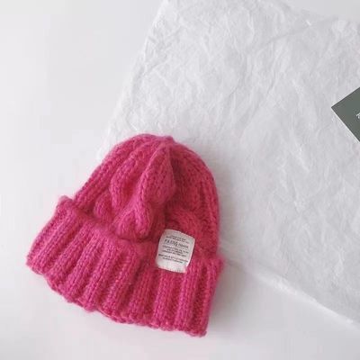Customized Logo Solid Color Japanese Twist Knitted Hat for Autumn and Winter Students