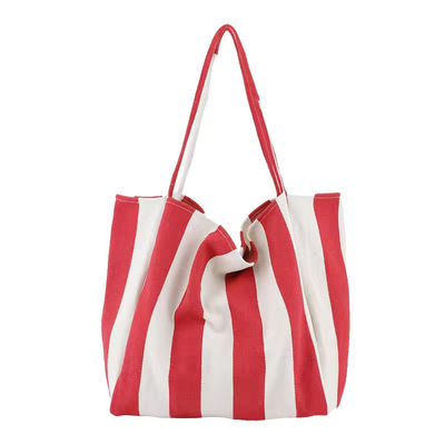Customized Color Cotton Canvas Bag for Shopping OEM/ODM Acceptable Striped Tote Bag