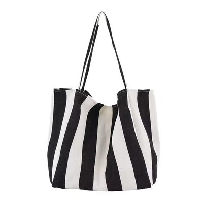Customized Color Cotton Canvas Bag for Shopping OEM/ODM Acceptable Striped Tote Bag