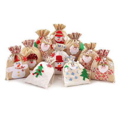 OEM/ODM Accepted Canvas Santa Cookie Bag for Christmas Ship Knitted Burlap Gifts Bags