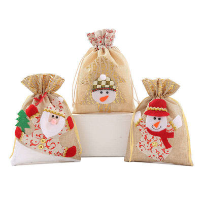 OEM/ODM Accepted Canvas Santa Cookie Bag for Christmas Ship Knitted Burlap Gifts Bags