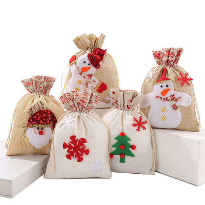 OEM/ODM Accepted Canvas Santa Cookie Bag for Christmas Ship Knitted Burlap Gifts Bags