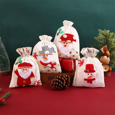 OEM/ODM Accepted Canvas Santa Cookie Bag for Christmas Ship Knitted Burlap Gifts Bags