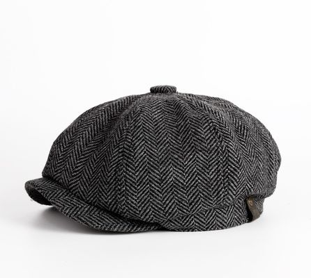 Spring and Autumn Men's Hat Plain Dyed Wool Beret with Retro England Octagonal Design
