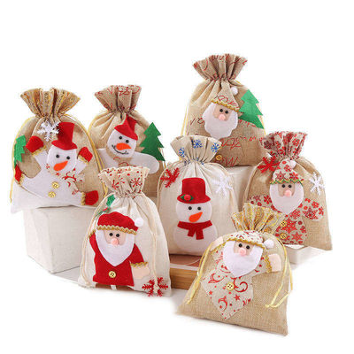 OEM/ODM Accepted Canvas Santa Cookie Bag for Christmas Ship Knitted Burlap Gifts Bags