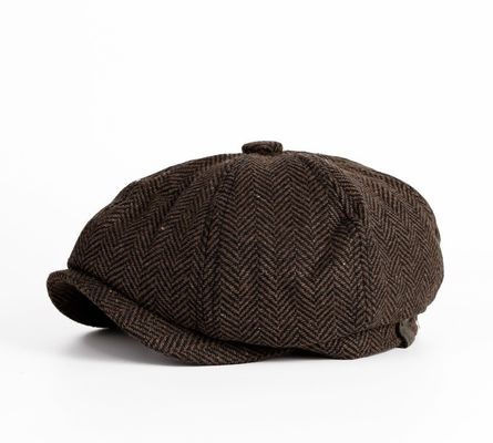 Spring and Autumn Men's Hat Plain Dyed Wool Beret with Retro England Octagonal Design
